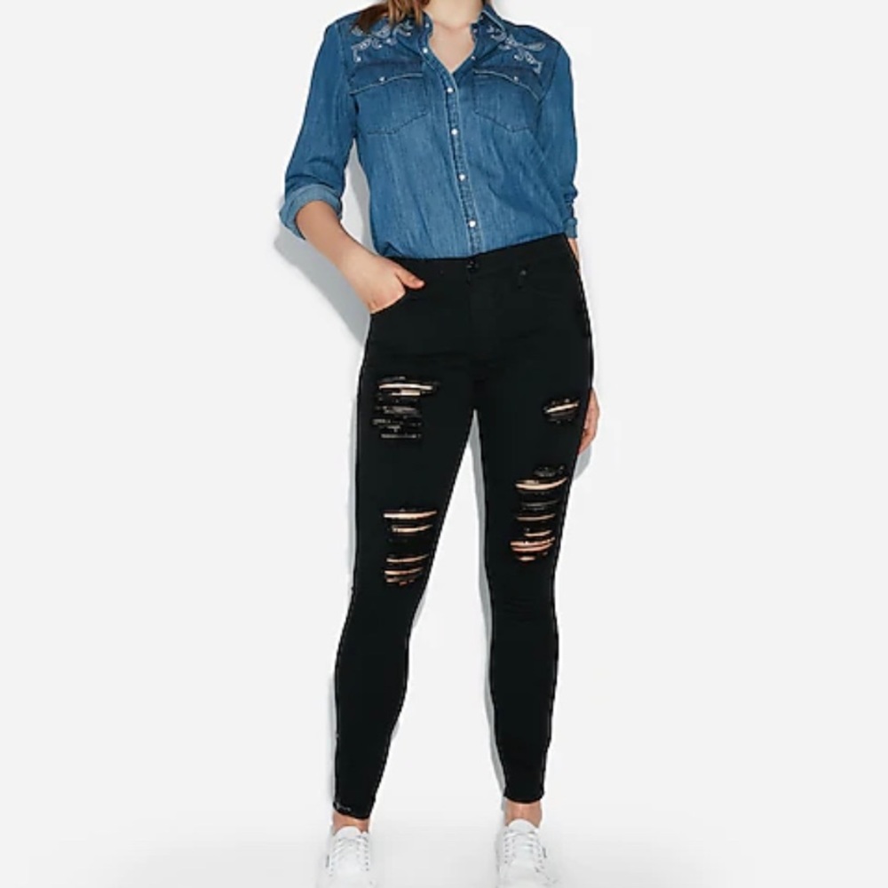 Express legging mid rise denim